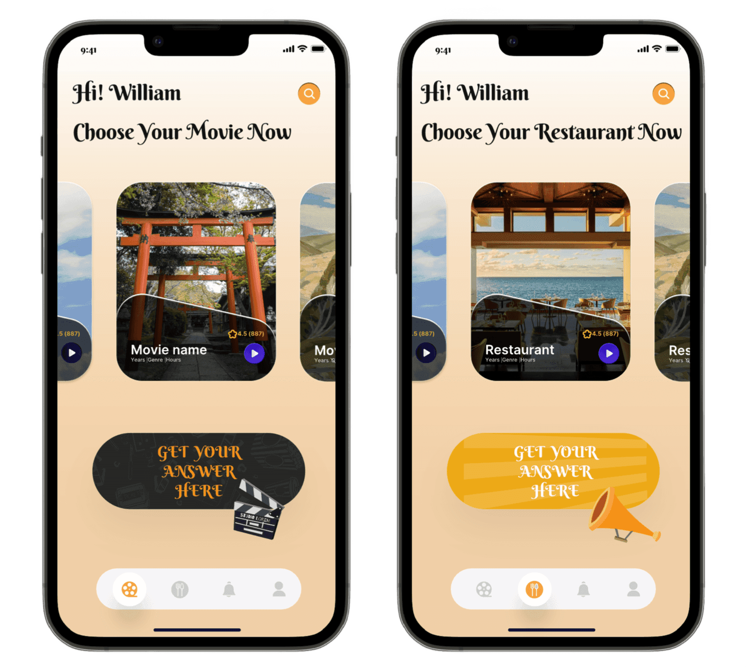 Decision making app prototype preview