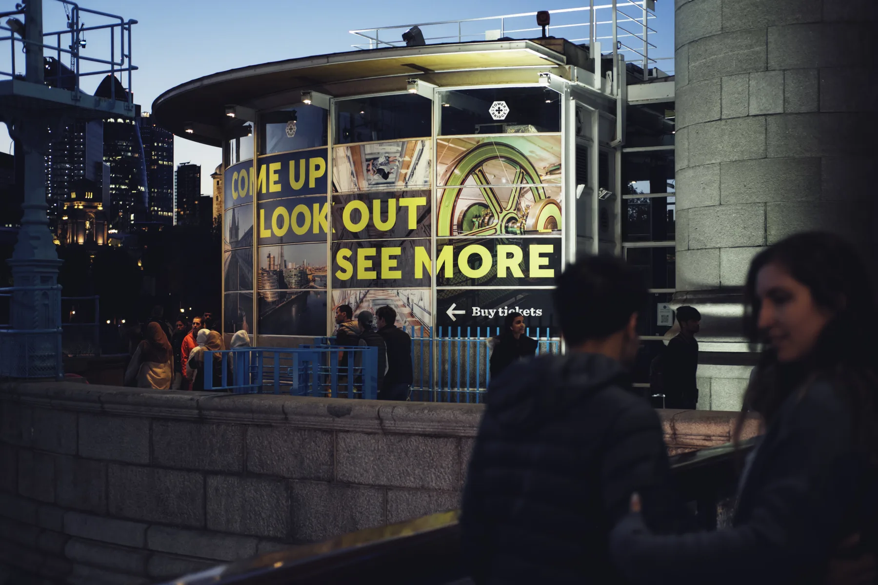 Night street photograph near public transit