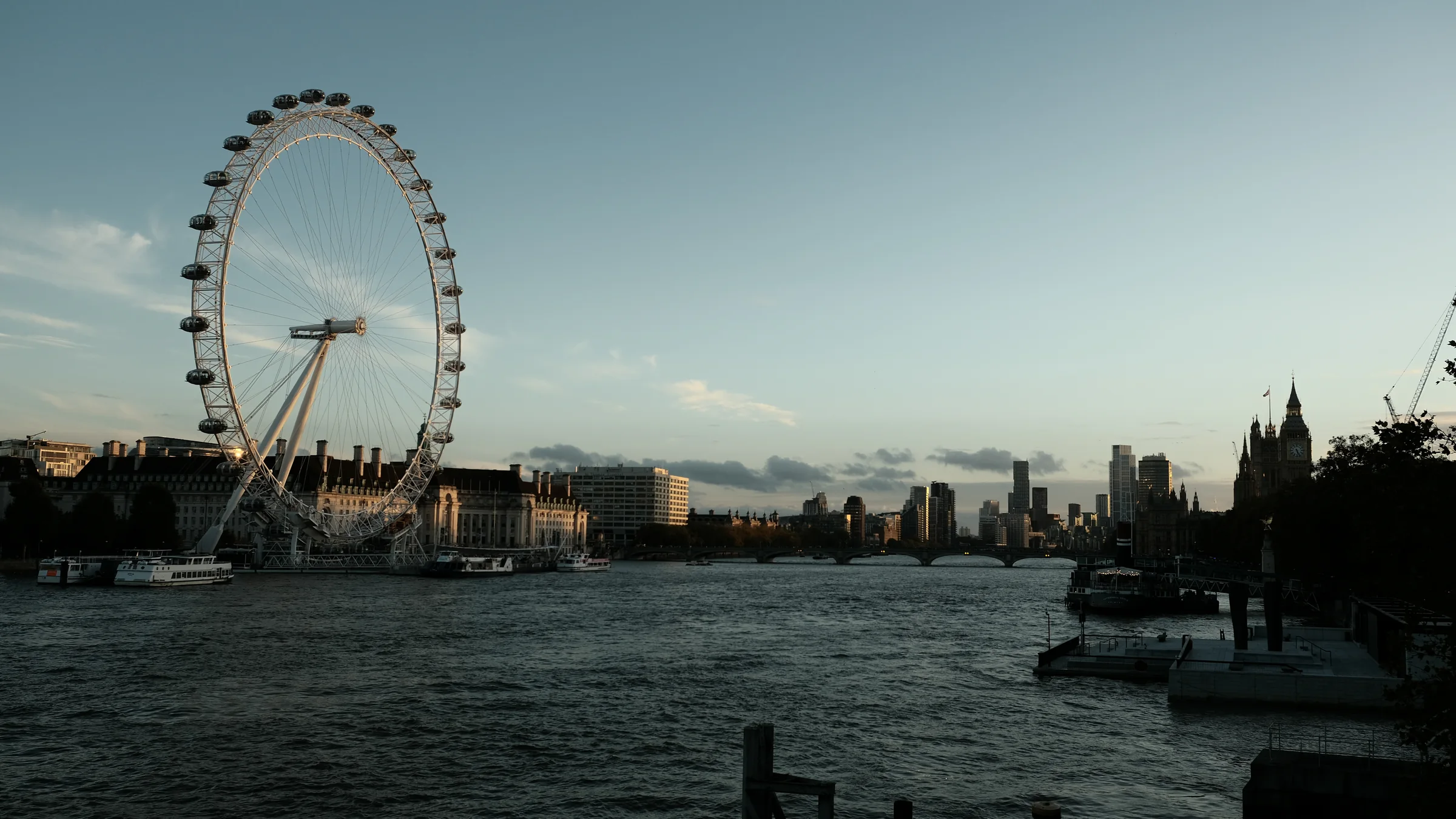 London Eye and Westminster skyline across the river