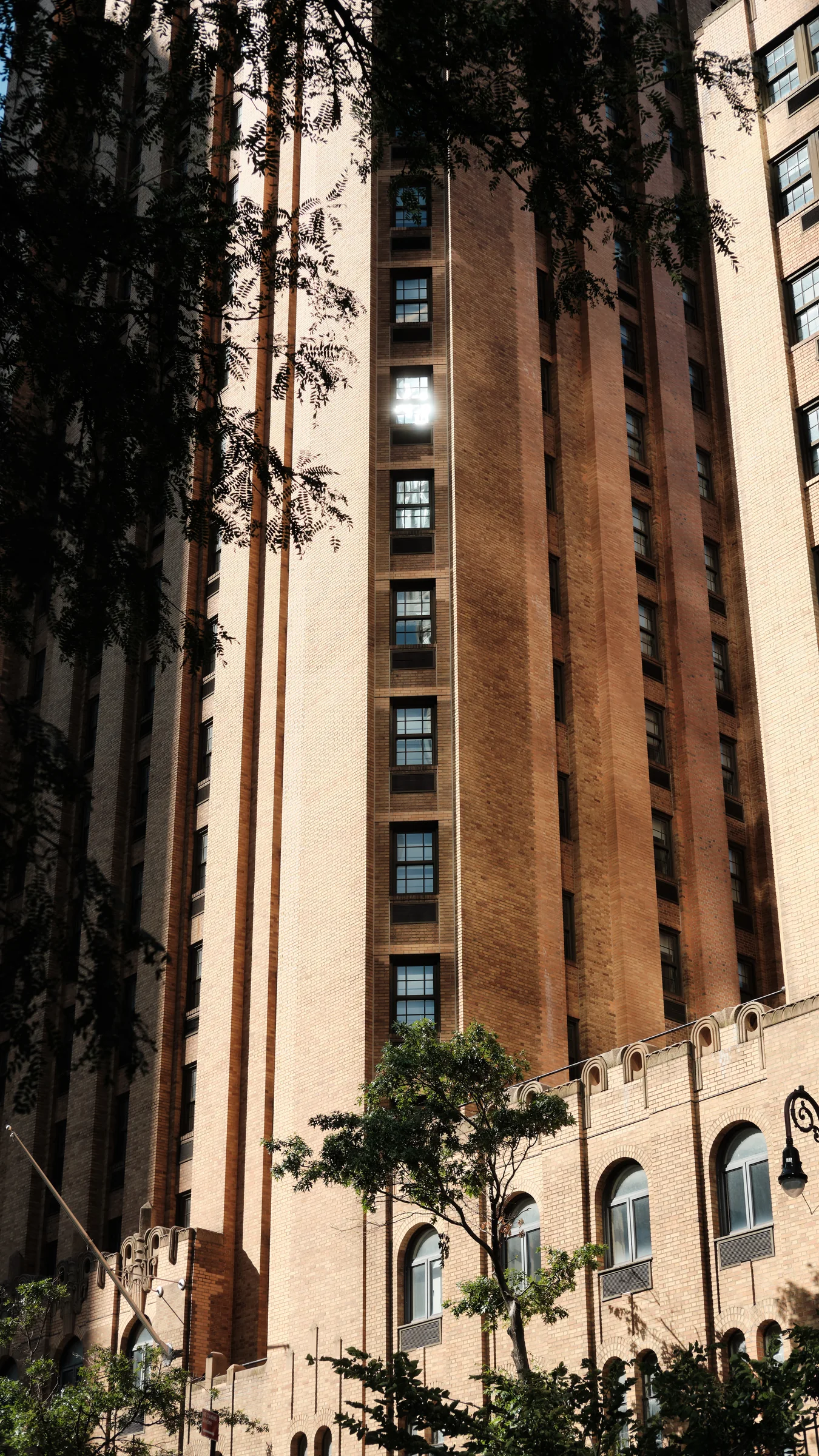 New York brick building in filtered daylight